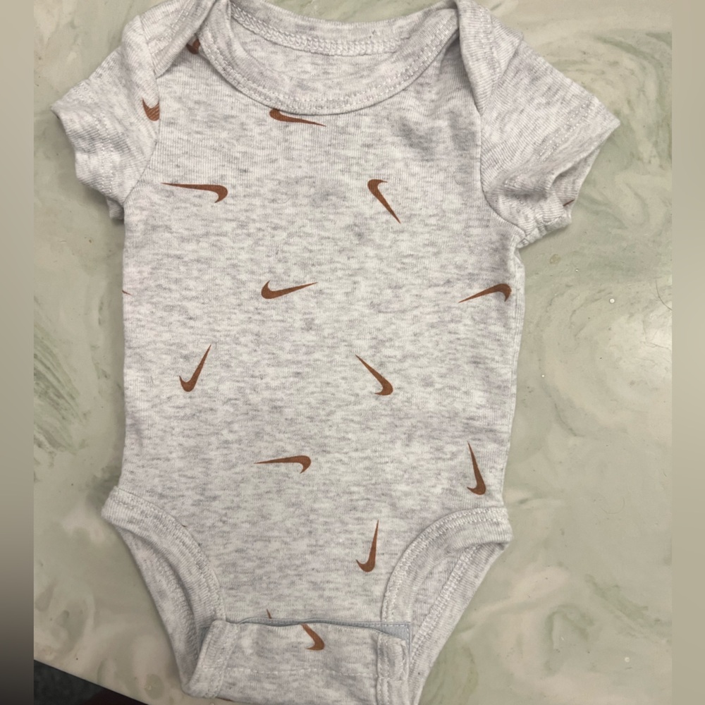 Nike Heather Gray Onesie with Brown Accents